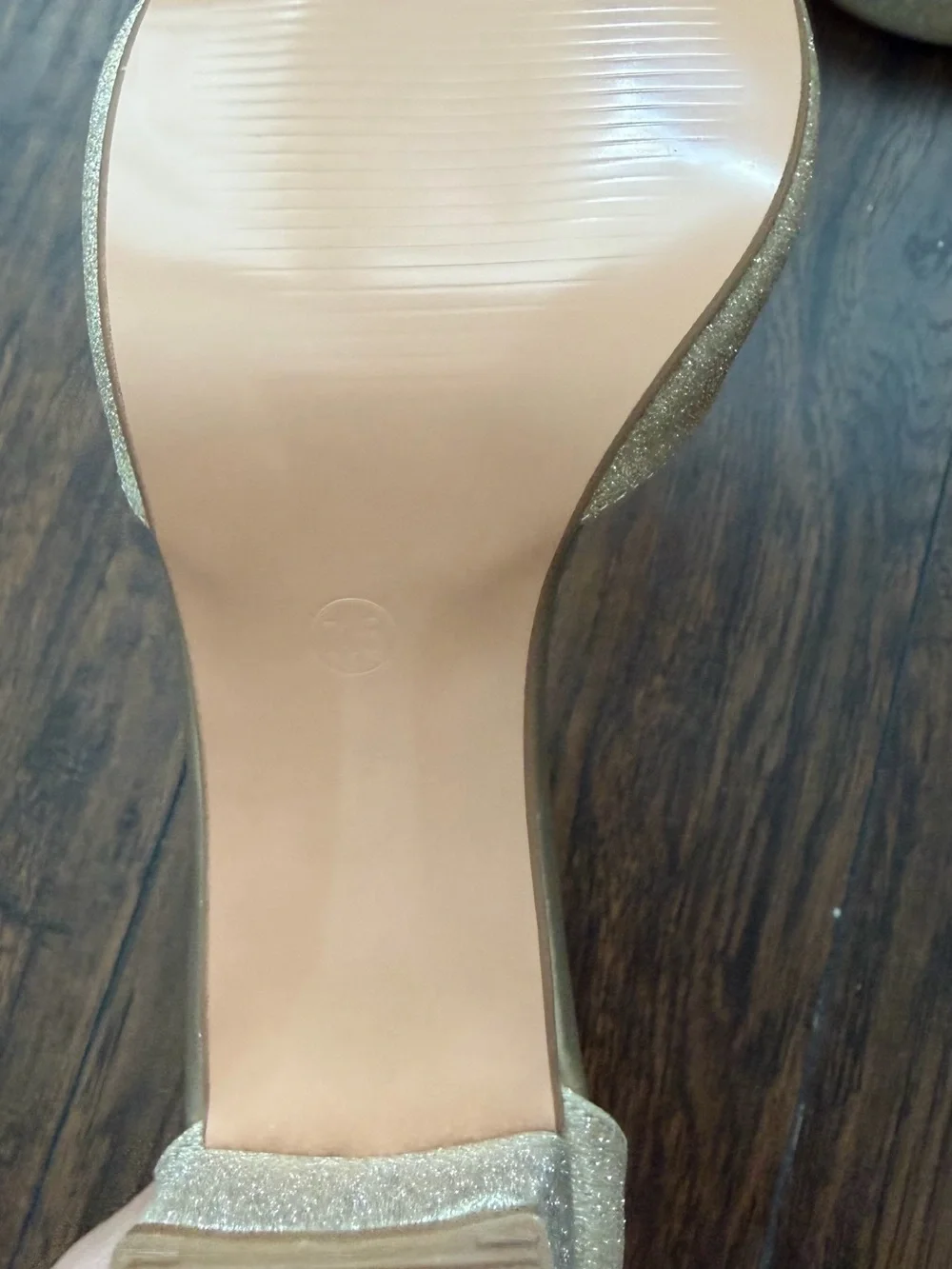 DIDIFU Gold Glitter Chunky Heel Size 7.5 Sparkle